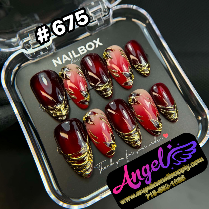 Angelina Handmade Custom Press-On #0675 - La Dolce Rosso