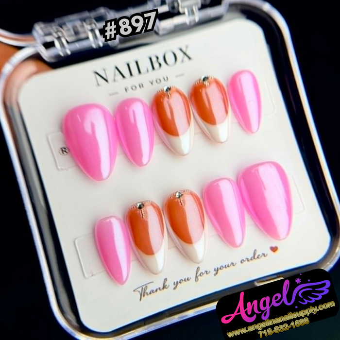 Angelina Handmade Custom Press-On #0897 - Citrus Pink