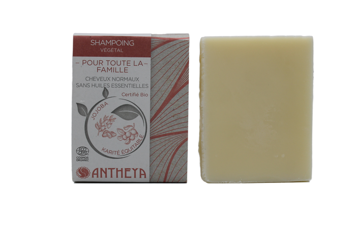 Antheya -- Shampoing solide neutre - toute famille et cheveux normaux (bande papier) - 100 g