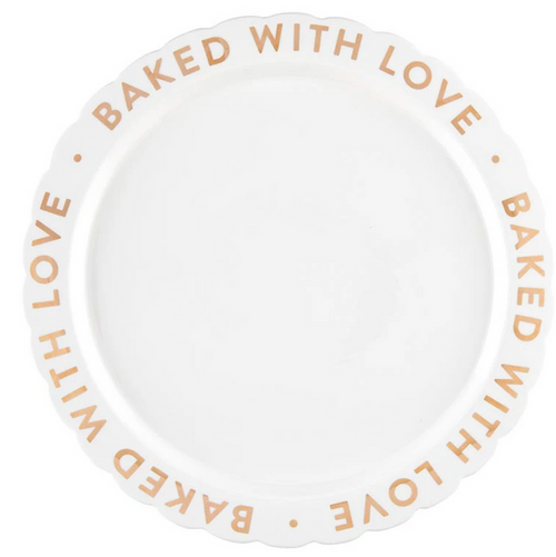 "Baked With Love" Serving Plate with Scalloped Edge