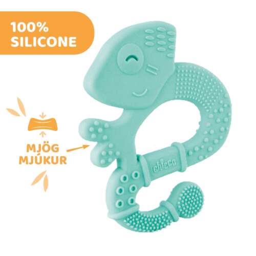 Chicco tannhring silicone blár +2mán