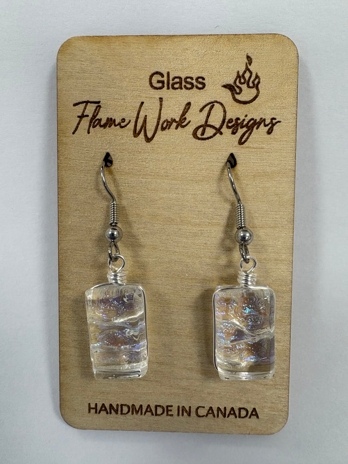 Rainbow Clear Dichroic Glass Earrings