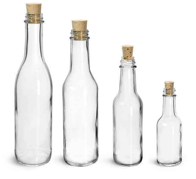 Glass Bottle With Cork, Spout or Hinge Top