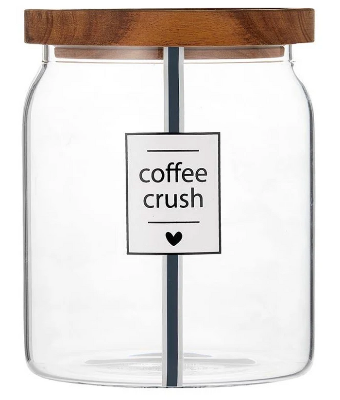 Glass Container with Bamboo Lid for Coffee