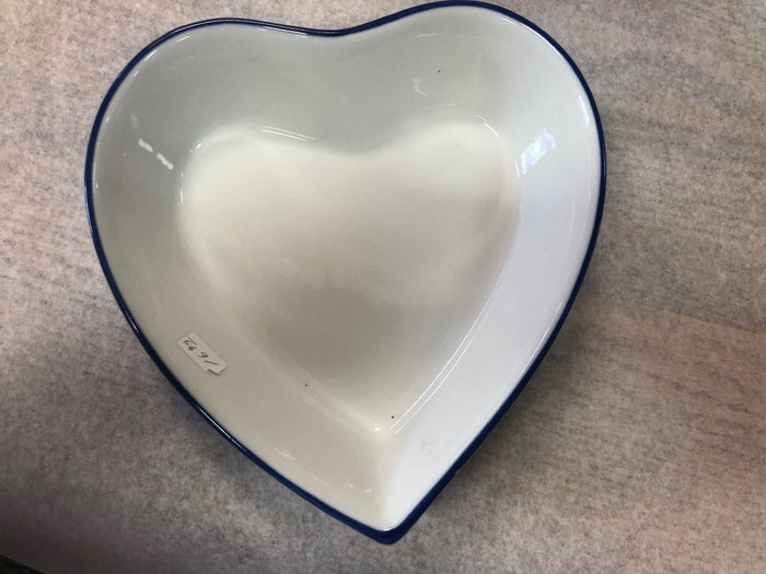 Heart Bowl with Blue Rim Trim