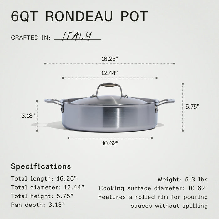 MADE IN -  Stainless Clad 6 qt. Rondeau with Lid