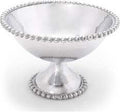 Metal Bowl with Pedestal and Bead Borders