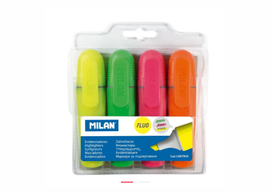 Milan fluo áherslupennar 4 stk