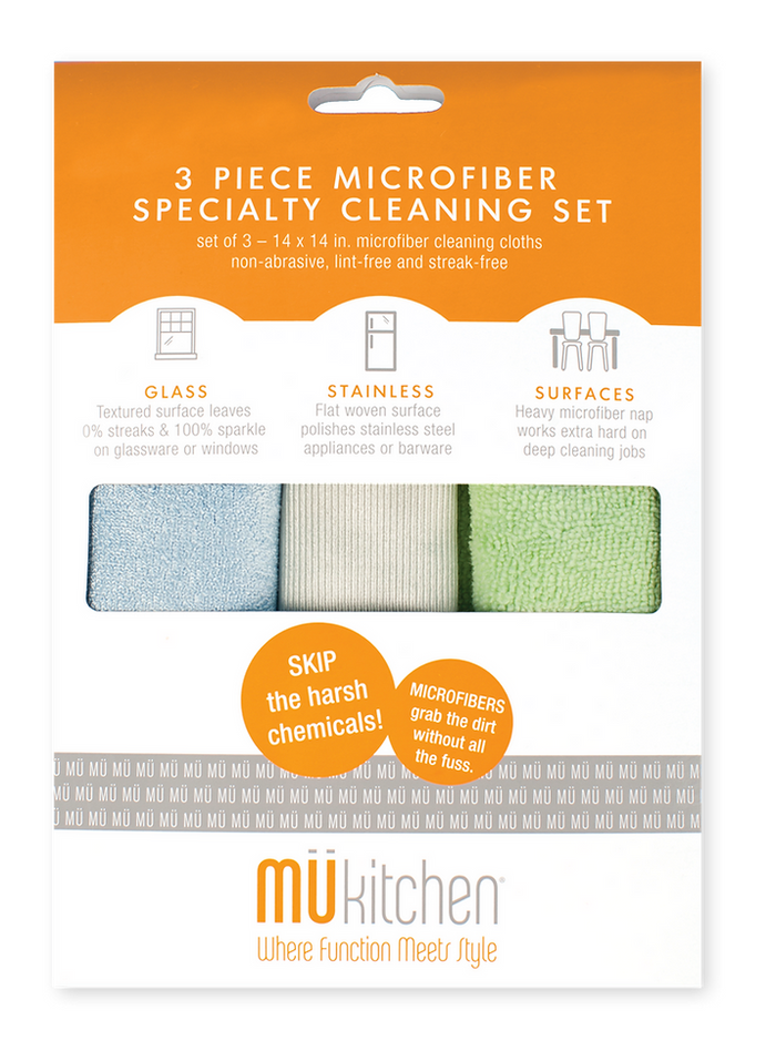 MU Kitchen - 3 pc Microfiber Speciality Cleaning Set