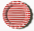 Red & White Stripe Ruffle Dinner Plate
