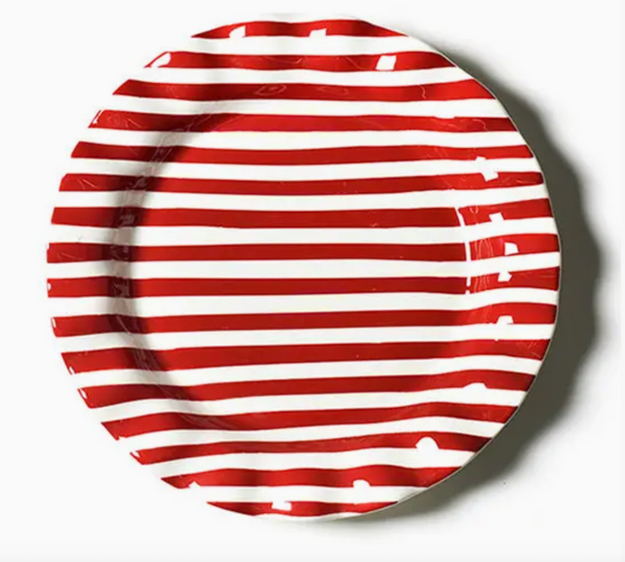 Red & White Stripe Ruffle Dinner Plate