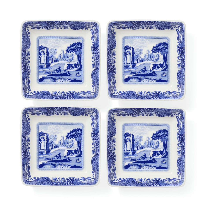 Spode -Blue Italian Square Dishes, Set of 4