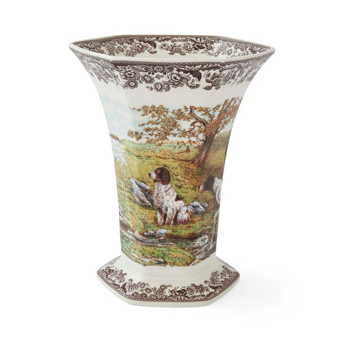 Spode, Woodland Hexagonal Vase, Hunting Dogs
