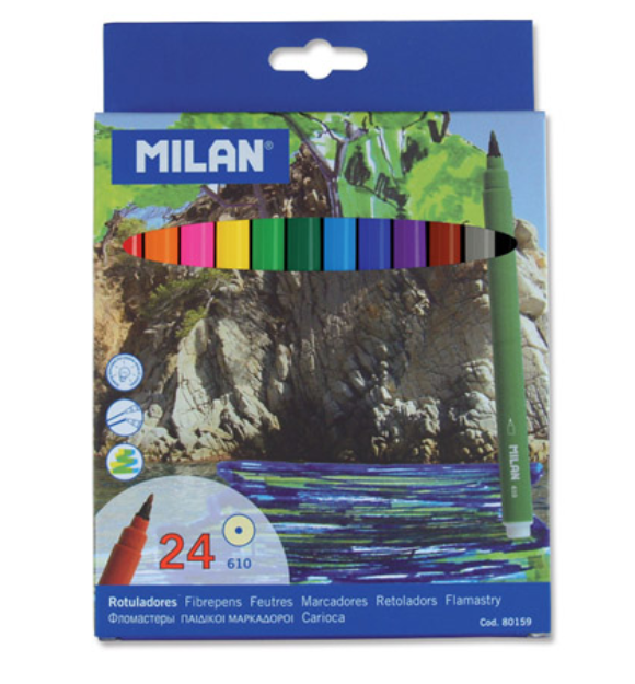 Tússlitir 24stk Milan, mjóir